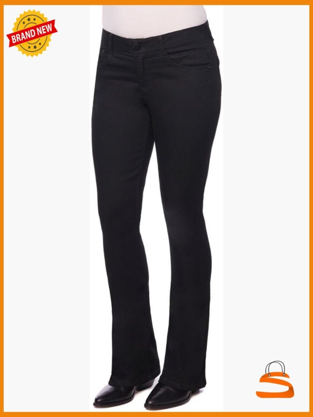 Boot Cut Jeans Mid Rise No Gap Waist Super Stretch Slimming Panels Booty Lift